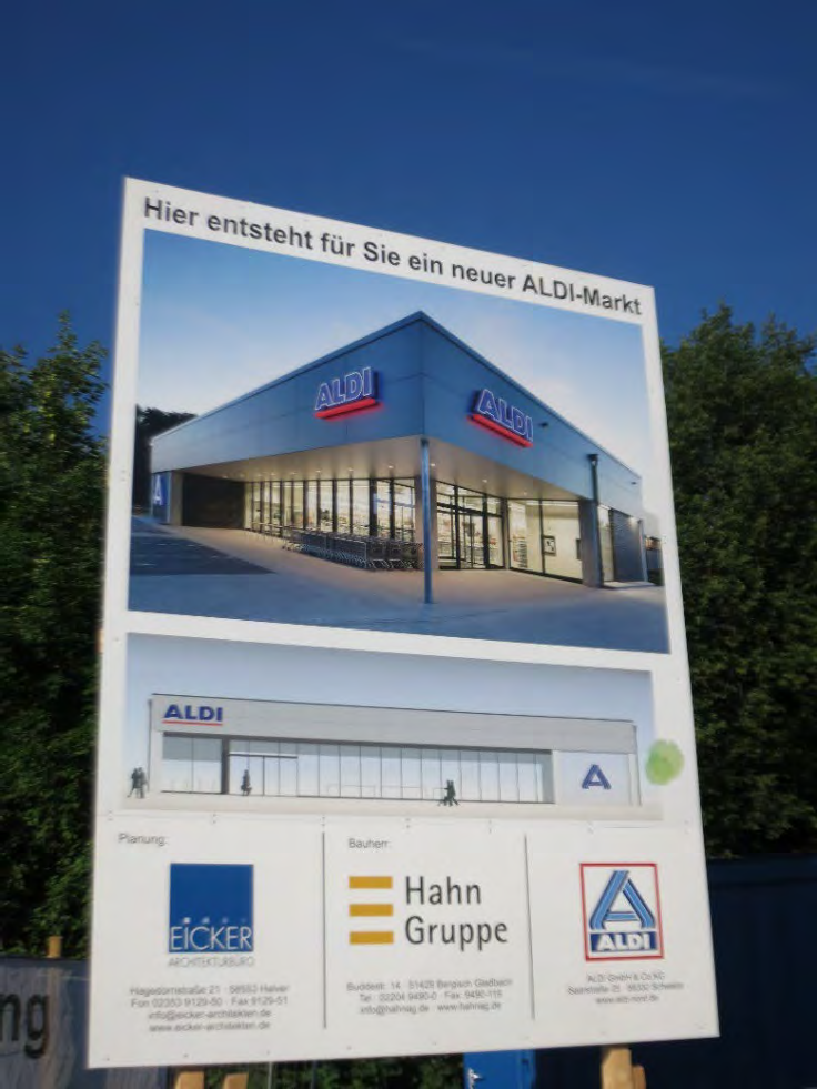 Neubau eines Aldi-Marktes in Ennepetal mit Baubetreuung durch Andreas Jähne